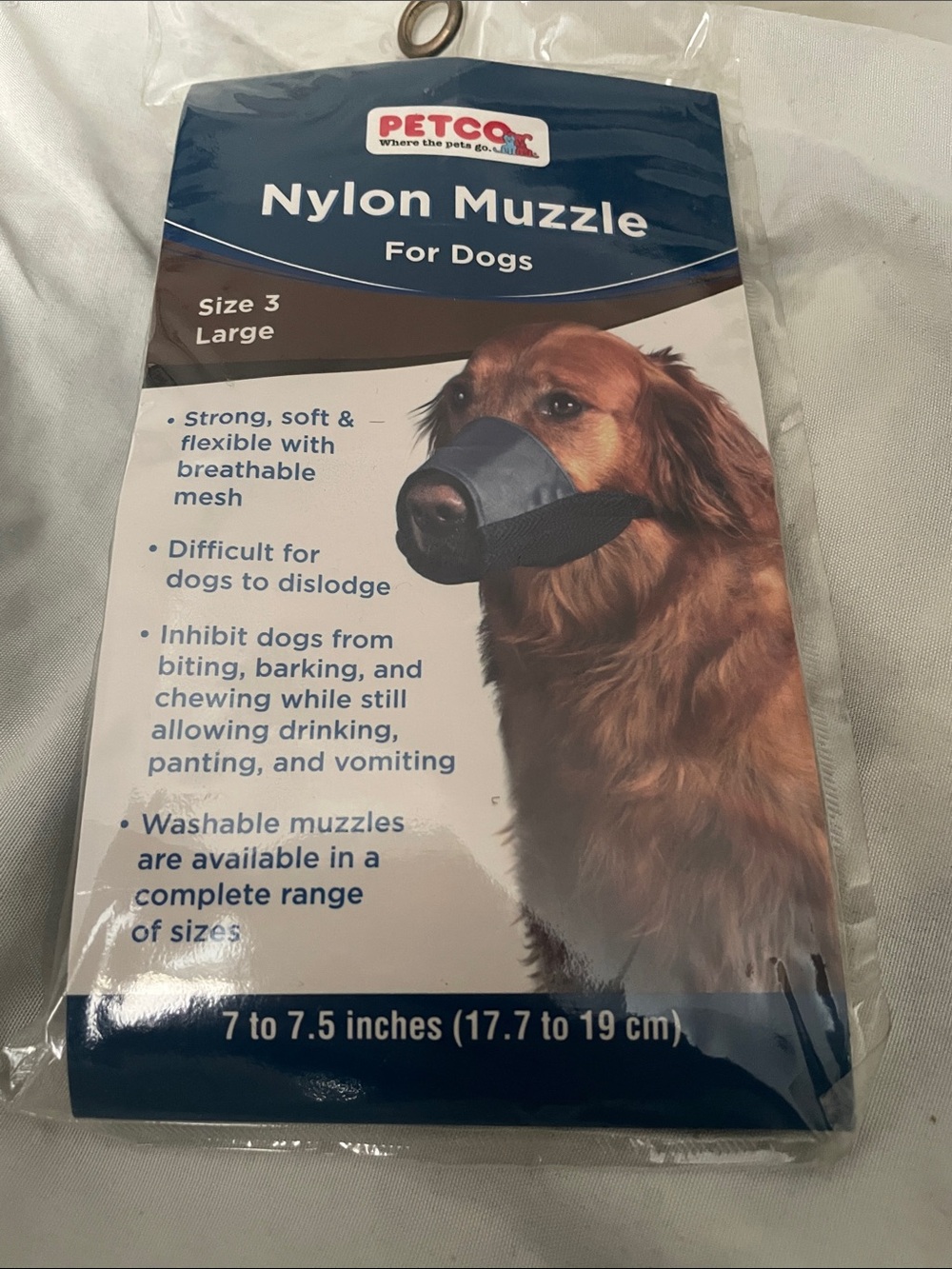 Petco Nylon Mesh Dog Muzzle Size
3 Large Black 7.0-7.5